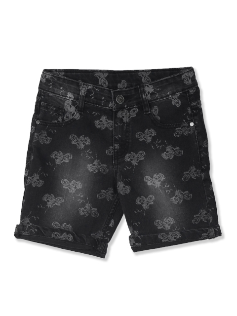 

Cherokee Boys Black Printed Slim Fit Denim Shorts