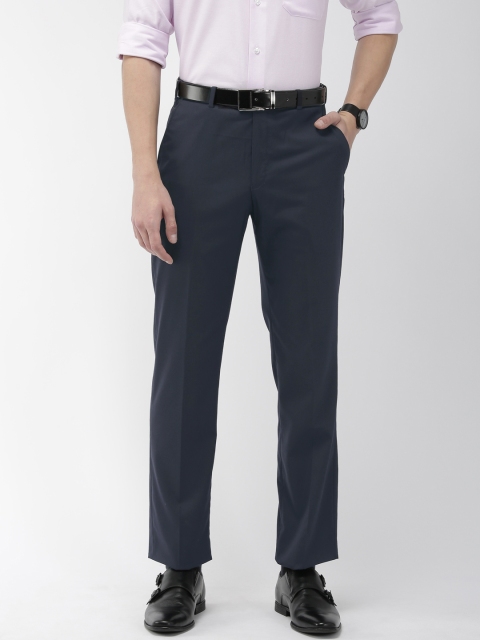 

Park Avenue Men Navy Blue Smart Fit Solid Regular Trousers