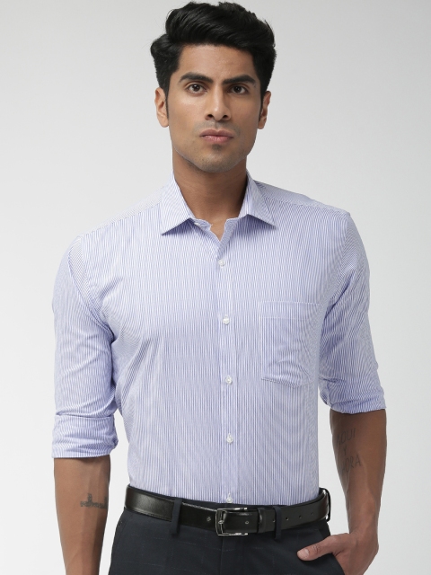 Park Avenue Men Blue & White Slim Fit Striped Formal Shirt