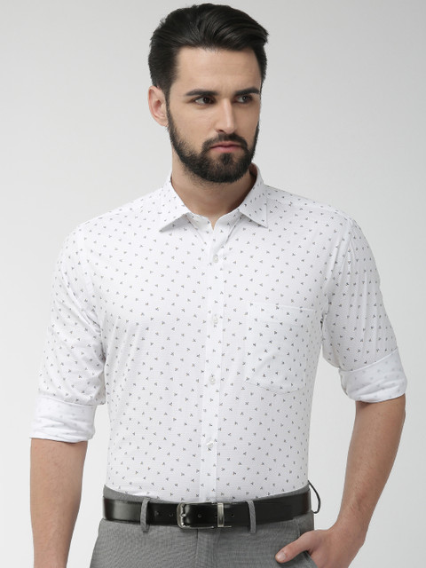 

Park Avenue Men White Slim Fit Printed Formal Shirt