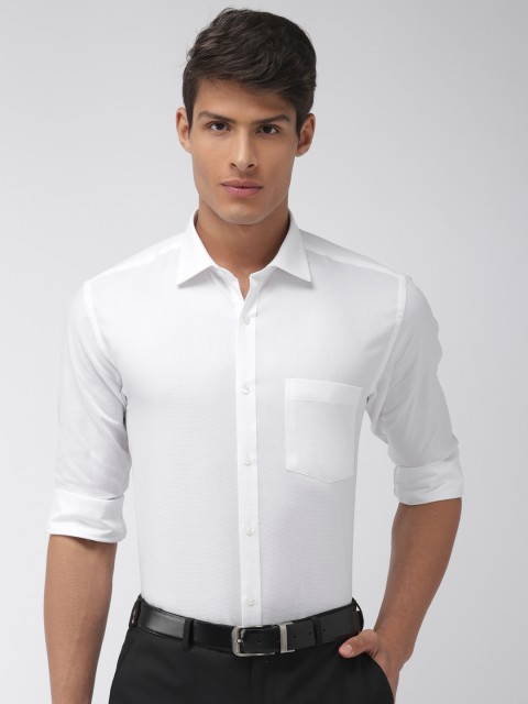 

Park Avenue Men White Slim Fit Self Design Formal Shirt