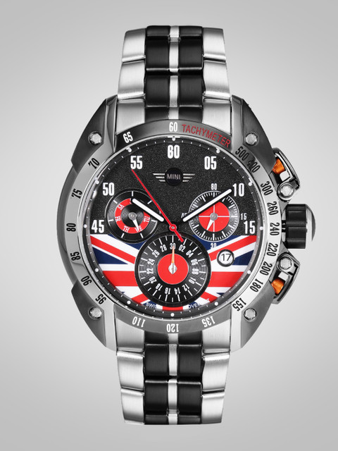 

MINI Men Black & Red Swiss Movement Chronograph Watch 360129