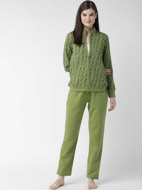 

MADAME M SECRET Women Green & Black Printed Night suit S9W30560 014