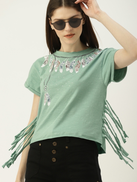 

NUSH Women Green Conversational Printed Top