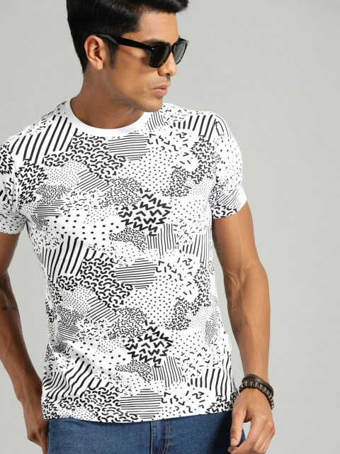 

Roadster Men White Printed Round Neck T-shirt