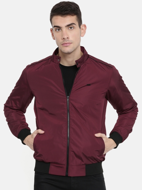 

Parx Men Burgundy Solid Bomber Jacket