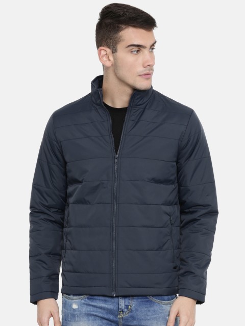 

Parx Men Navy Blue Solid Padded Jacket
