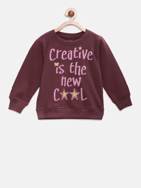 

TAMBOURINE Girls Maroon Printed Sweatshirt
