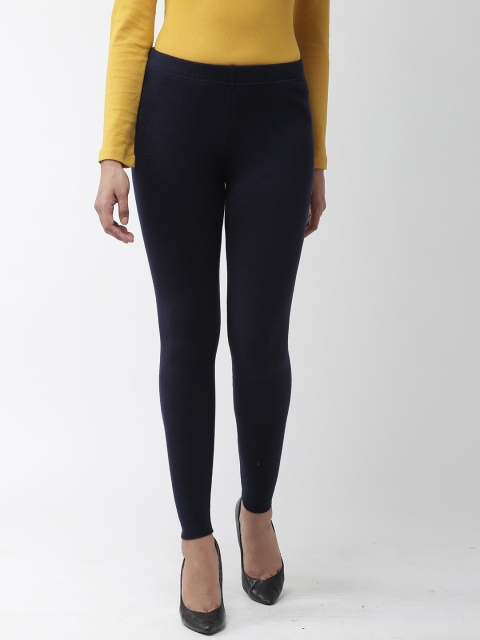 

Madame Women Navy Blue Solid Ankle-Length Winter Leggings