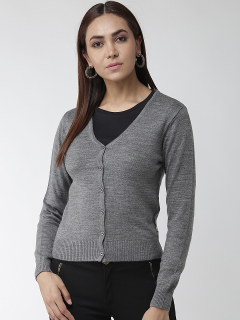

Madame Women Charcoal Grey Solid Cardigan