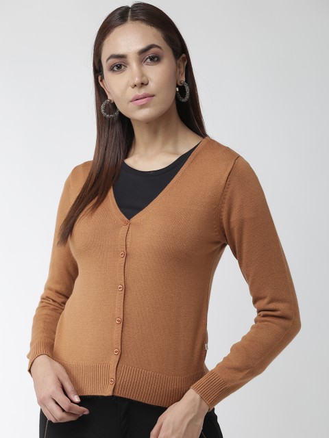 

Madame Women Mustard Yellow Solid Cardigan