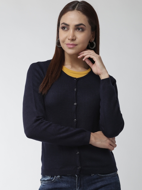 

Madame Women Navy Blue Solid Cardigan