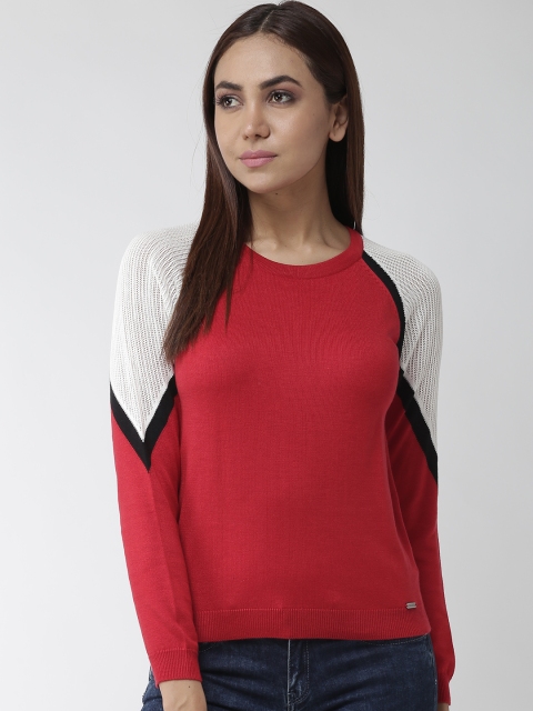 

Madame Women Red Solid Sweater