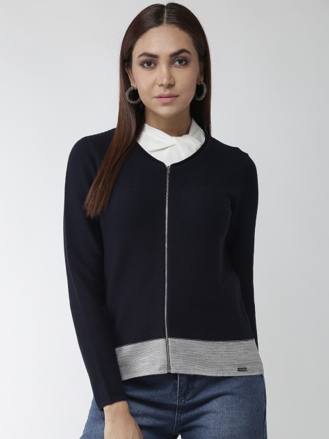 

Madame Women Navy Blue Solid Cardigan