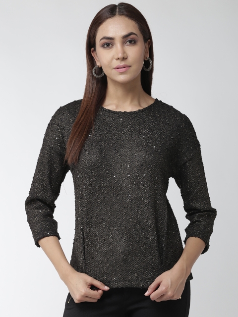 

Madame Women Black Self Design Top
