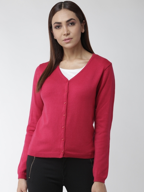 

Madame Women Magenta Solid Cardigan