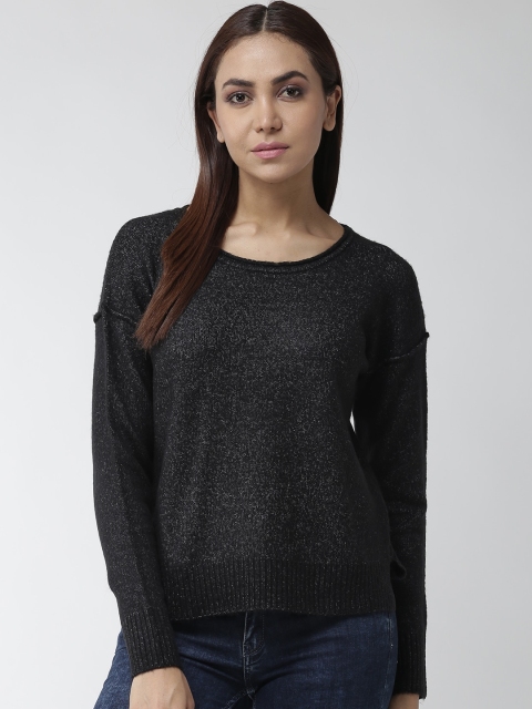 

Madame Women Black Solid Pullover