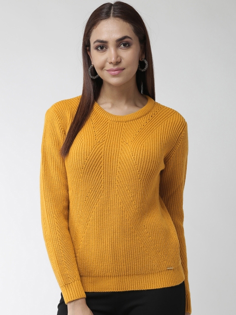

Madame Women Mustard Yellow Solid Sweater