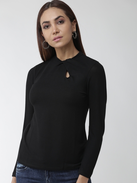 

Madame Women Black Solid Fitted Top