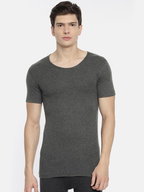 

U.S. Polo Assn. Men Charcoal Grey Solid Round Neck Knitted Thermal T-shirt I651-031-PL-L