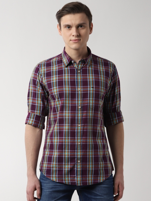 

Peter England Casuals Men Purple Slim Fit Checked Casual Shirt