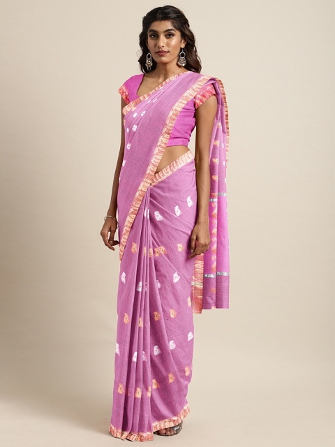 

Pavechas Pink Cotton Blend Printed Kota Saree