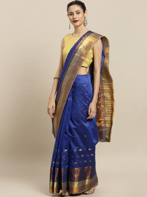 

Pavechas Blue Poly Silk Woven Design Banarasi Saree