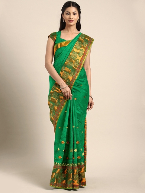 

Pavechas Green & Gold Poly Silk Woven Design Banarasi Saree