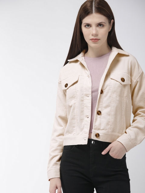 

FOREVER 21 Women Cream-Coloured Solid Jacket