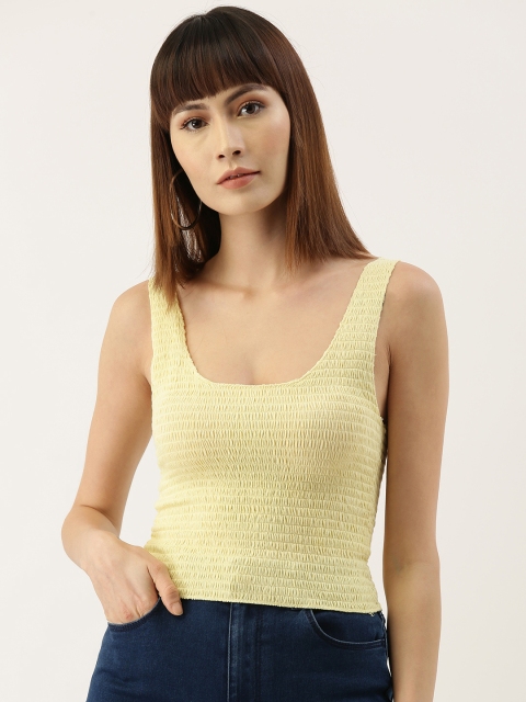 

FOREVER 21 Women Yellow Self Design Top