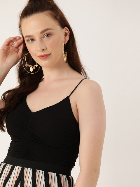 

FOREVER 21 Women Black Solid Fitted Top