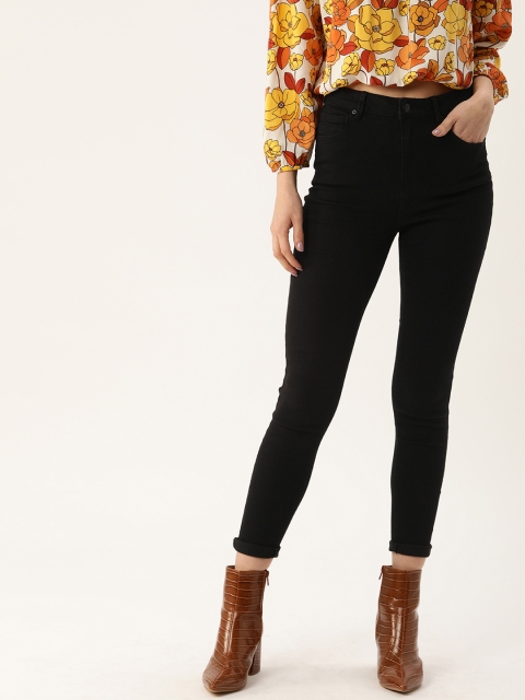 

FOREVER 21 Women Black Skinny Fit Mid-Rise Clean Look Stretchable Jeans