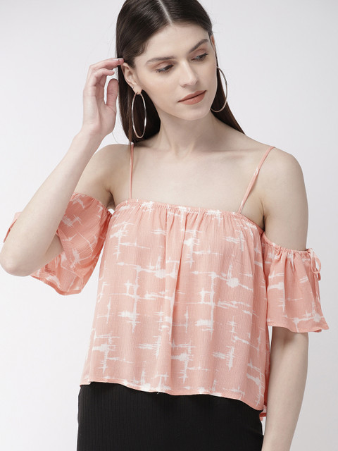 

FOREVER 21 Women Pink Printed Boxy Top