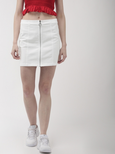 

FOREVER 21 Women White Mini Straight Skirt