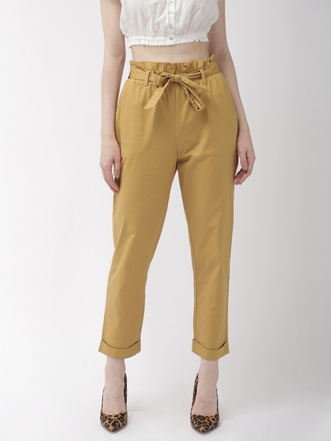 

FOREVER 21 Women Mustard Regular Fit Solid Peg Trousers