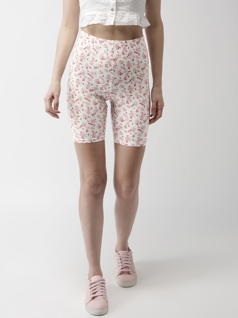 

FOREVER 21 Women White Printed Skinny Fit Regular Shorts