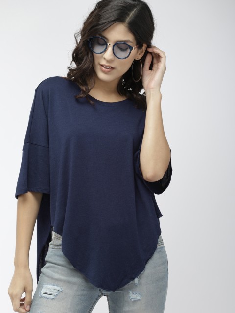 

FOREVER 21 Women Navy Blue Solid Top