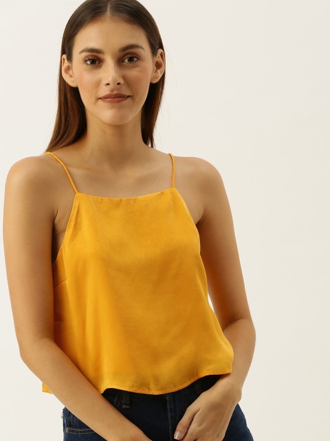 

FOREVER 21 Women Mustard Yellow Solid A-Line Top