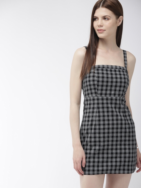 

FOREVER 21 Women Black & White Checked Sheath Dress