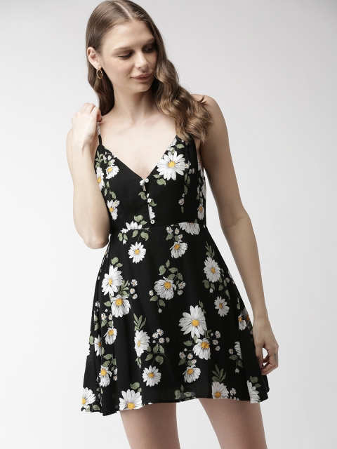 

FOREVER 21 Women Black & White Printed A-Line Dress