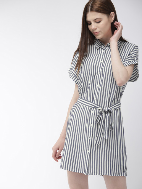 

FOREVER 21 Women Striped White Shirt Dress