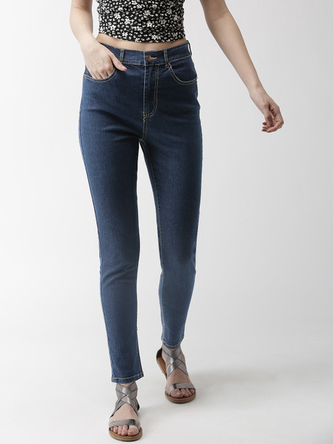 

FOREVER 21 Women Blue Regular Fit High-Rise Clean Look Stretchable Jeans