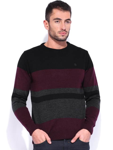 

Lee Black & Charcoal Grey Striped Woollen Sweater