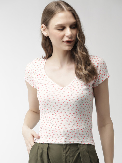 

FOREVER 21 Women White Printed Top