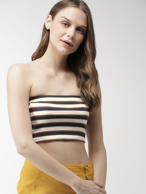 

FOREVER 21 Women Off-White Striped Tube Top