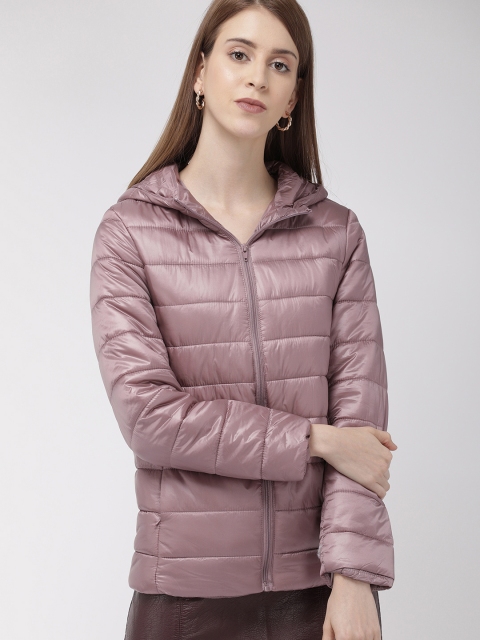 

FOREVER 21 Women Mauve Solid Lightweight Puffer Jacket