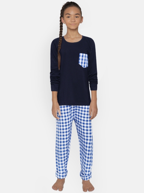 

FUNKRAFTS Kids Blue & White Checked Night suit