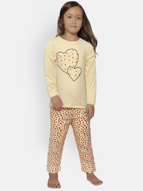 

FUNKRAFTS Girls Yellow & Red Printed Night suit
