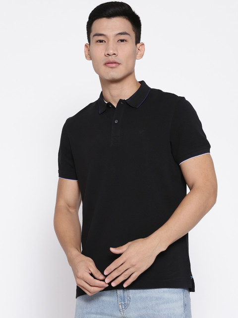 

Blackberrys Men Black Solid Polo Collar T-shirt