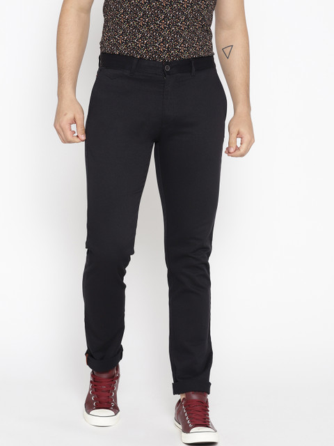 

Blackberrys Men Black Sharp Sharp Fit Self Design Chinos